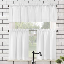 Load image into Gallery viewer, No. 918 Martine Microfiber Semi-Sheer Rod Pocket Kitchen Curtain Valance and Tiers Set - White - 54" x 24"