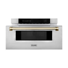 Load image into Gallery viewer, ZLINE Autograph Edition 30" 1.2 Cu. ft. Built-In Microwave Drawer Stainless Steel with Gold Accents